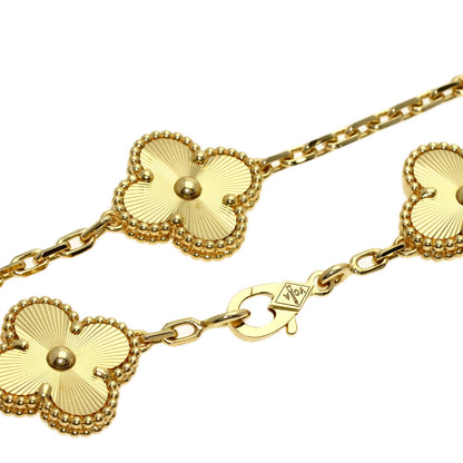 Van Cleef & Arpels Vintage Alhambra Guilloché Diamond 5 Motif Bracelet K18 Yellow Gold Ladies [Used]