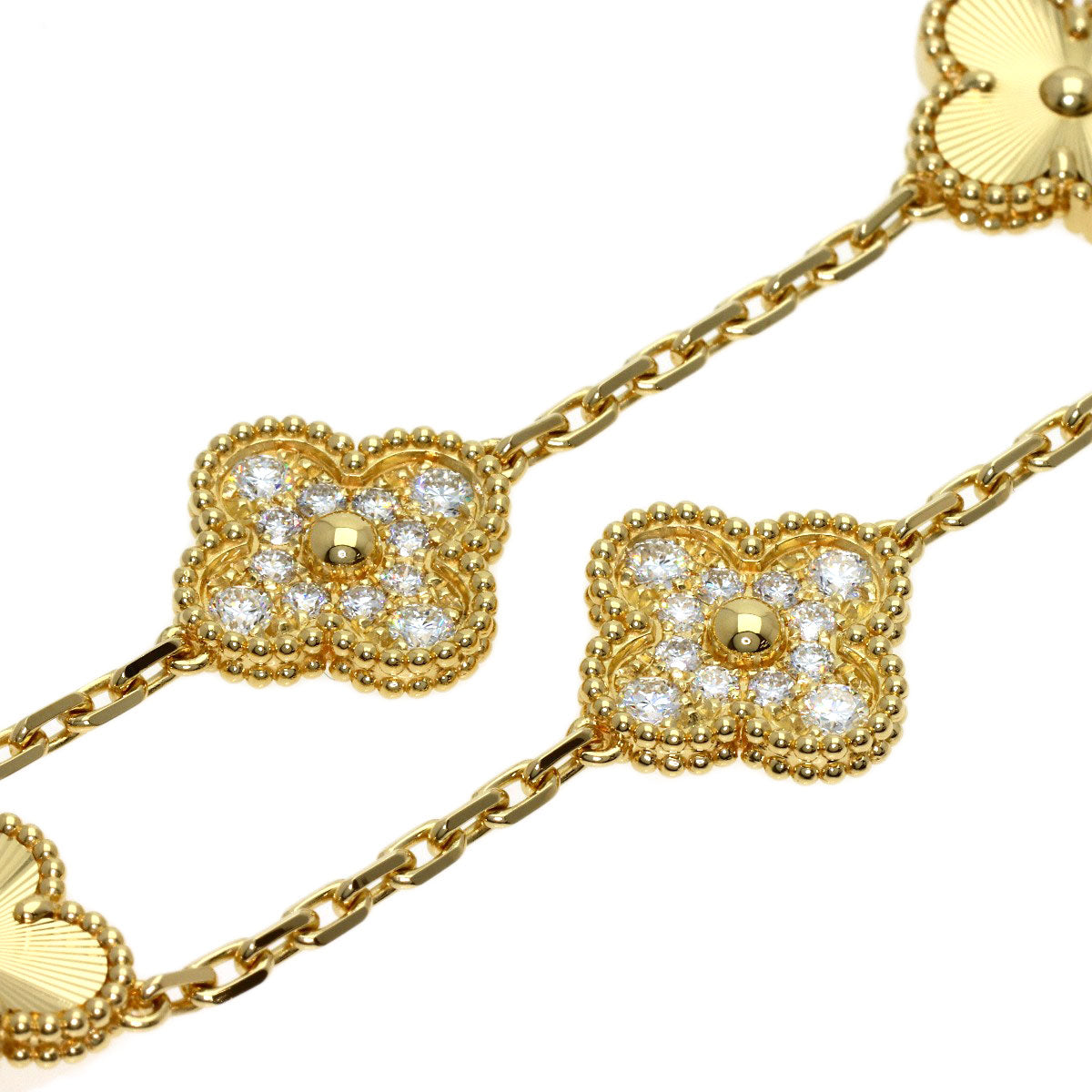 Van Cleef & Arpels Vintage Alhambra Guilloché Diamond 5 Motif Bracelet K18 Yellow Gold Ladies [Used]