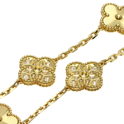 Van Cleef & Arpels Vintage Alhambra Guilloché Diamond 5 Motif Bracelet K18 Yellow Gold Ladies [Used]