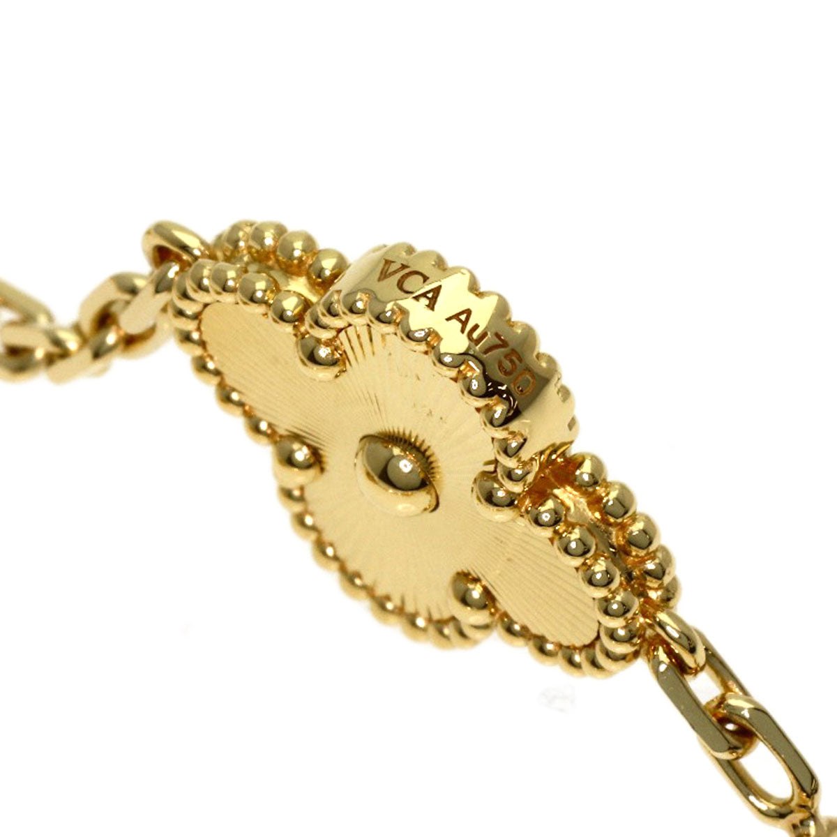 Van Cleef & Arpels Vintage Alhambra Guilloché Diamond 5 Motif Bracelet K18 Yellow Gold Ladies [Used]