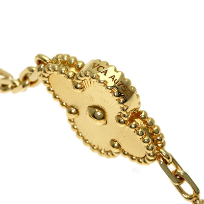Van Cleef & Arpels Vintage Alhambra Guilloché Diamond 5 Motif Bracelet K18 Yellow Gold Ladies [Used]