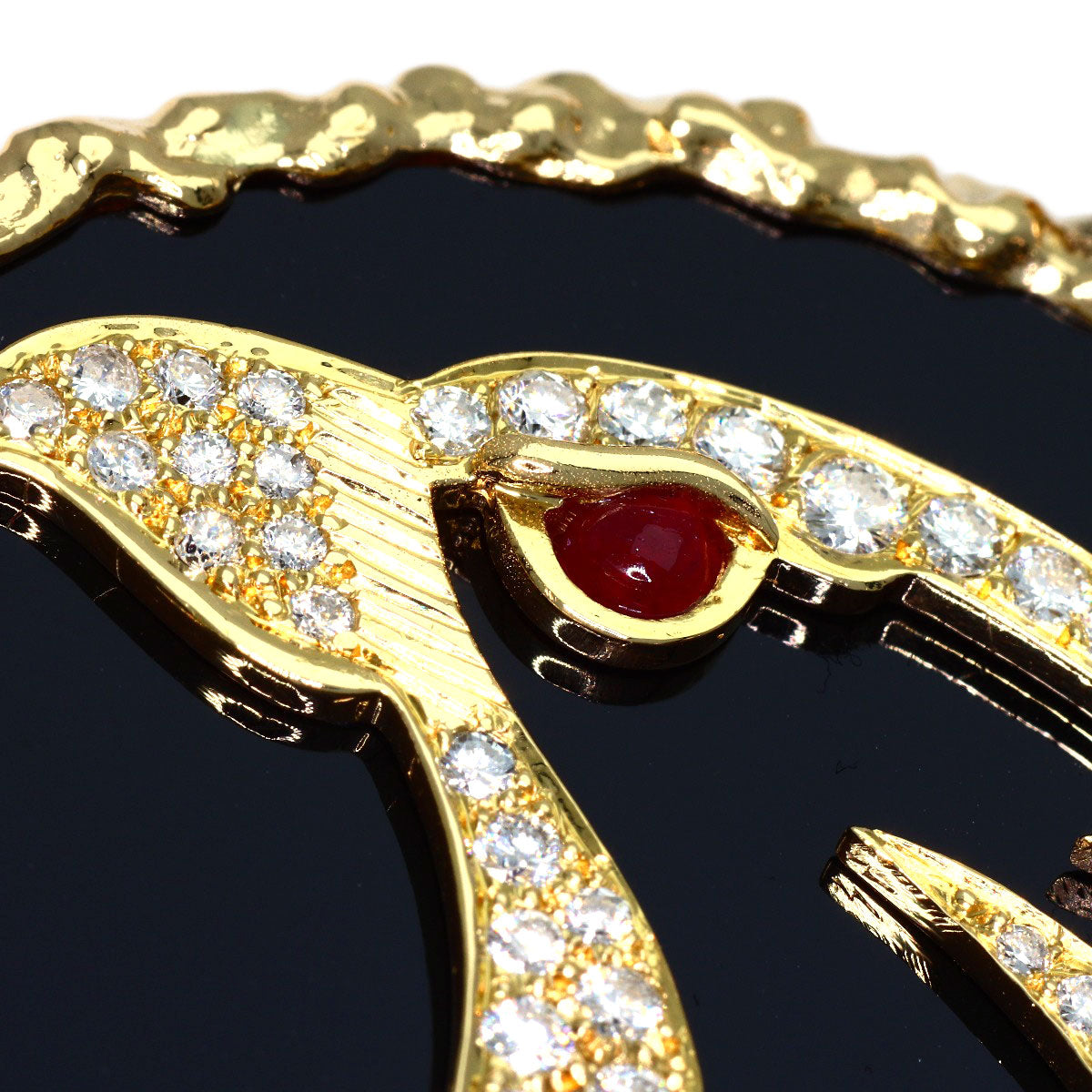FRED Eagle motif Ruby Diamond Necklace K18 Yellow Gold Ladies [Used]