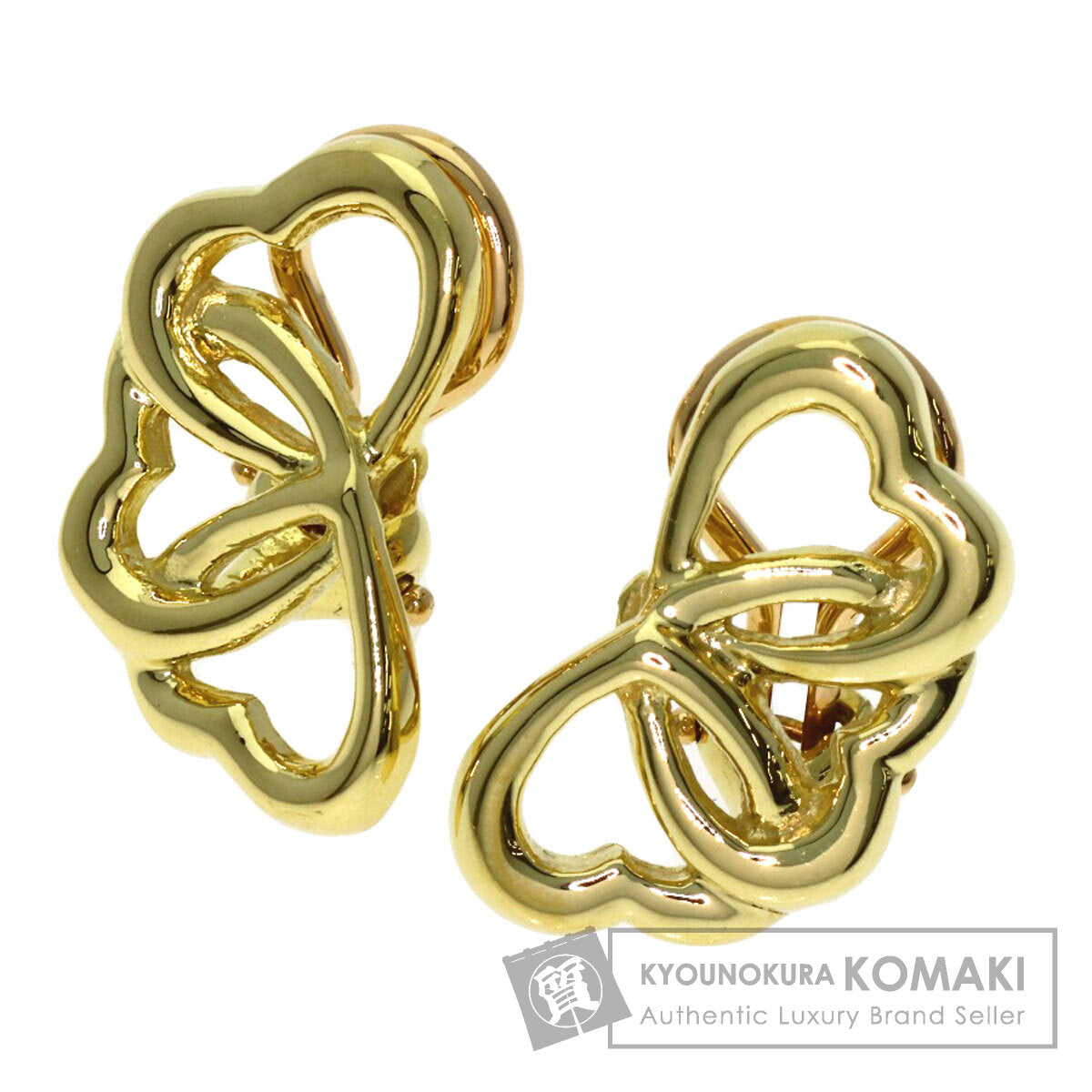 TIFFANY&Co. Triple heart Earring K18 Yellow Gold Ladies [Used]