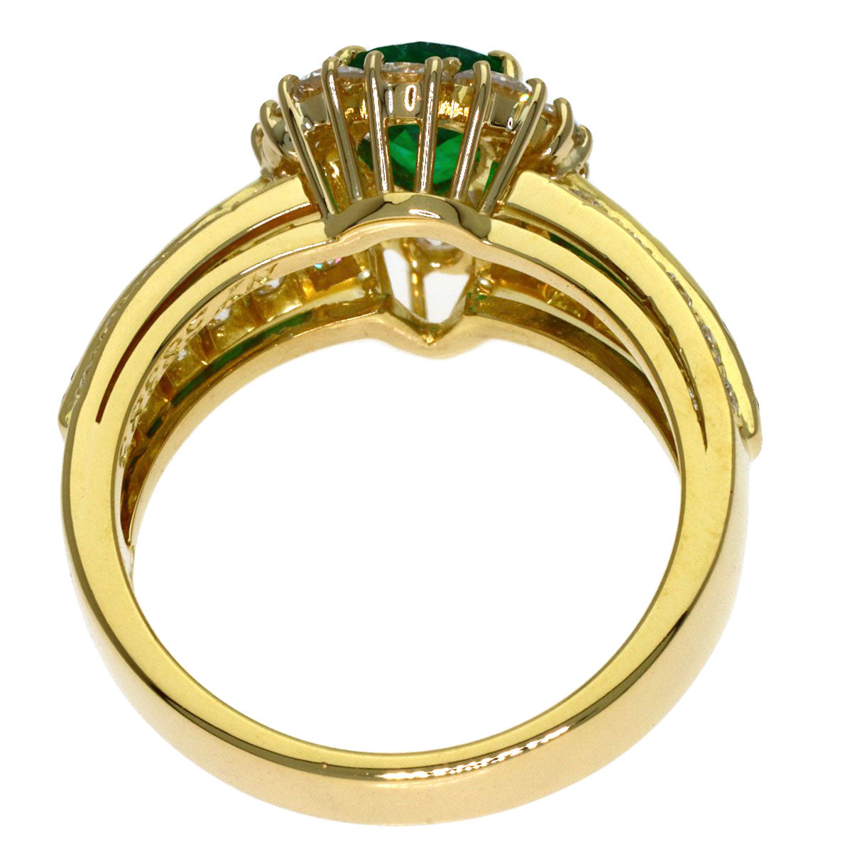Van Cleef & Arpels Emerald Diamond Ring K18 Yellow Gold Ladies [Used]