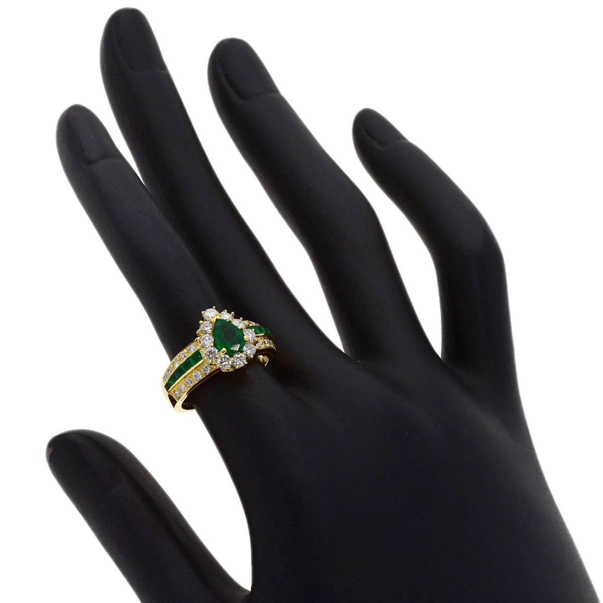 Van Cleef & Arpels Emerald Diamond Ring K18 Yellow Gold Ladies [Used]