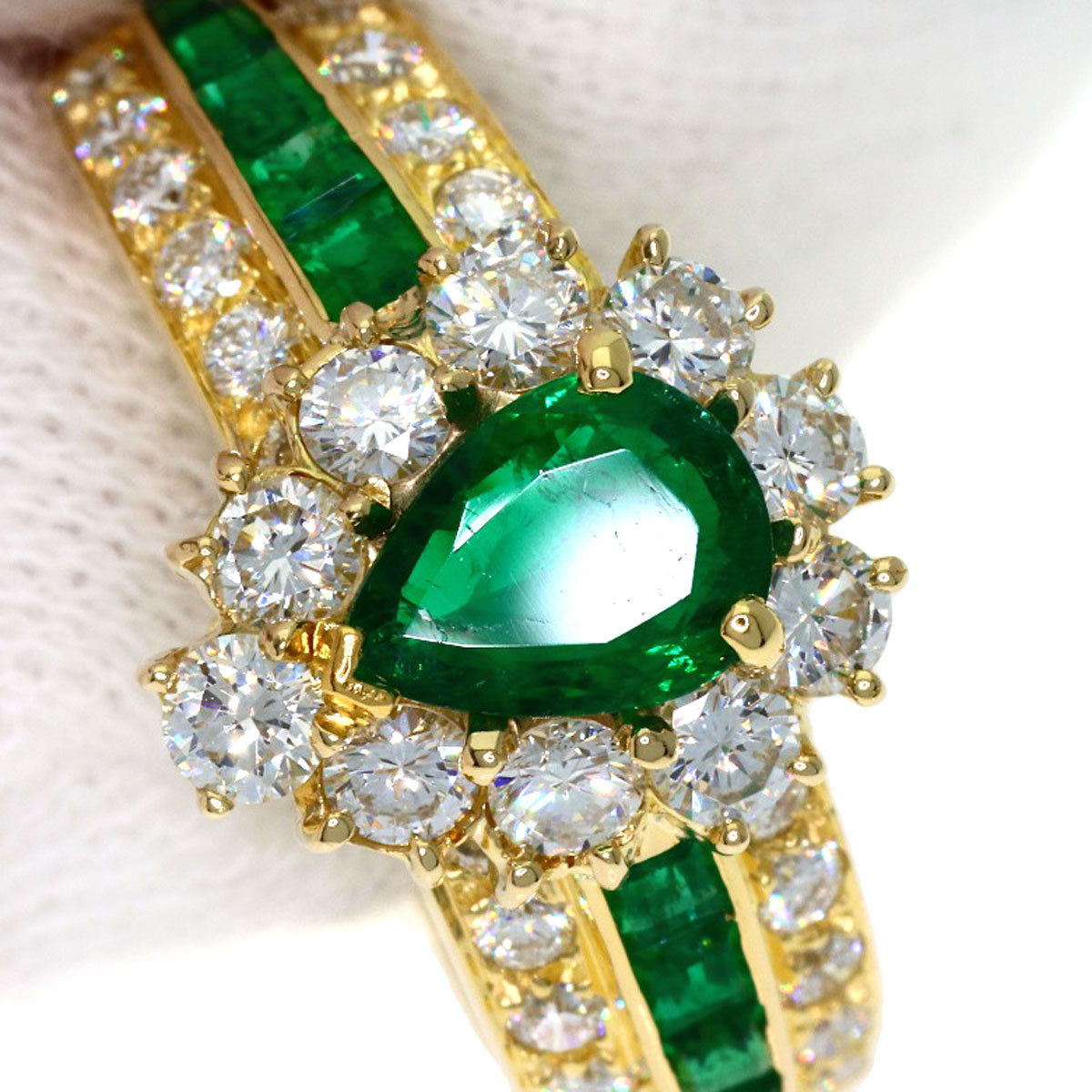Van Cleef & Arpels Emerald Diamond Ring K18 Yellow Gold Ladies [Used]