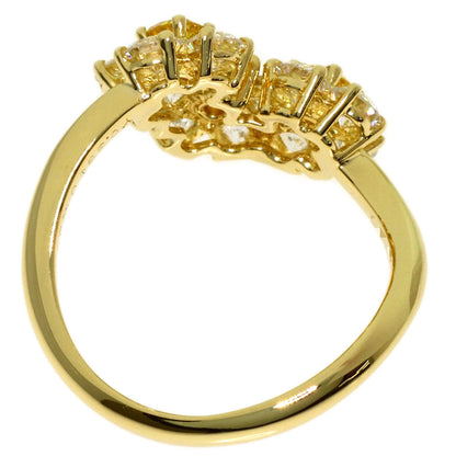 Gimel Flower Small Flower Yellow Diamond Ring K18 Yellow Gold Ladies [Used]