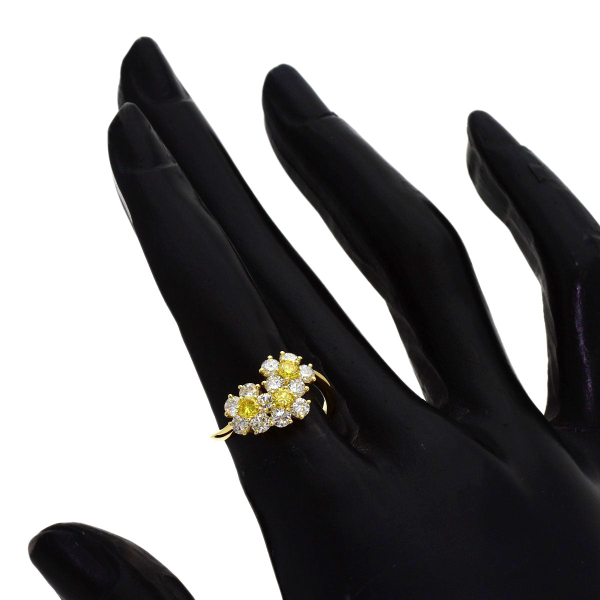 Gimel Flower Small Flower Yellow Diamond Ring K18 Yellow Gold Ladies [Used]