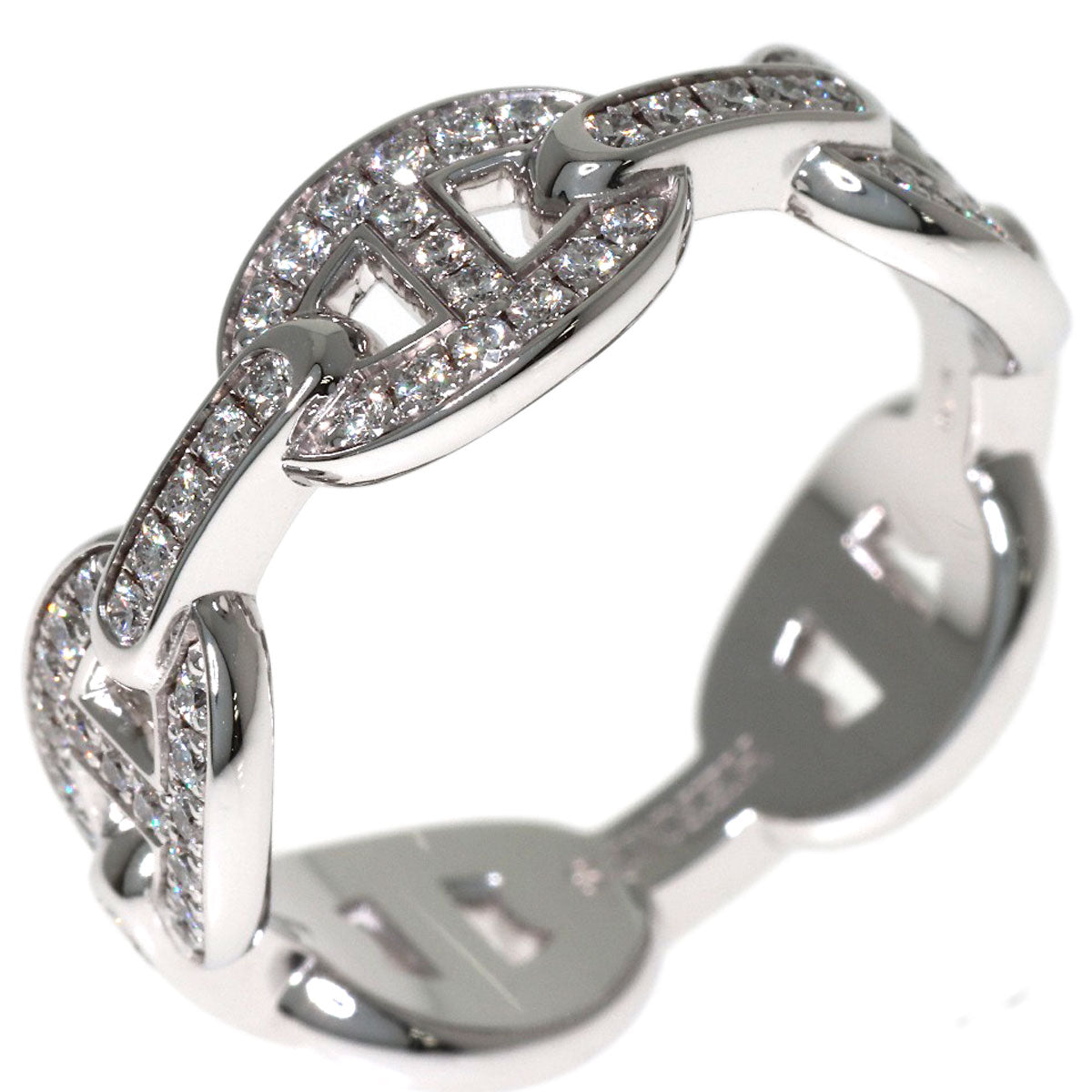 HERMES Chaine d'Ancre Enchainée PM Diamond #56 Ring K18 White Gold Ladies [Used]