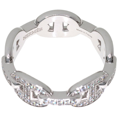 HERMES Chaine d'Ancre Enchainée PM Diamond #56 Ring K18 White Gold Ladies [Used]