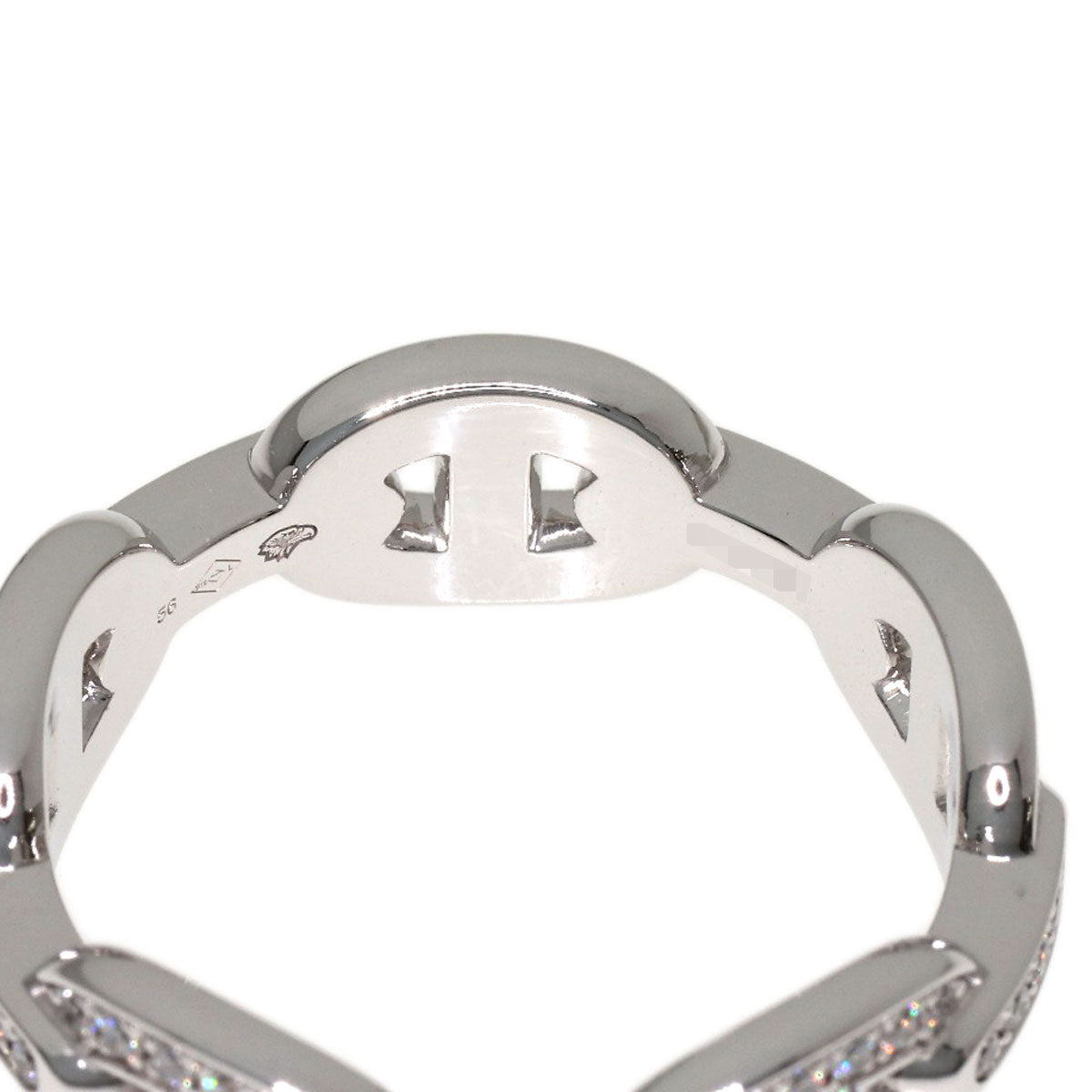 HERMES Chaine d'Ancre Enchainée PM Diamond #56 Ring K18 White Gold Ladies [Used]