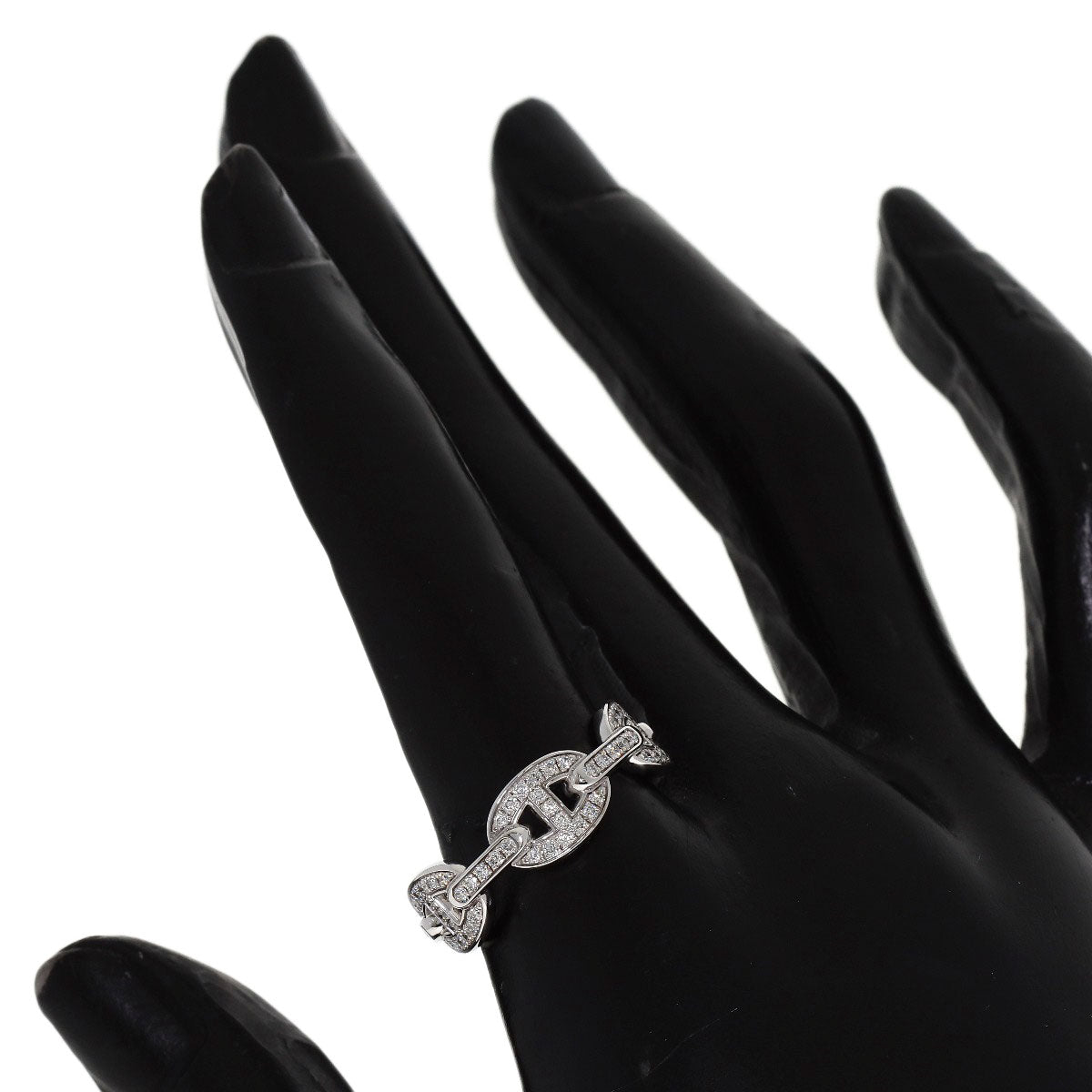 HERMES Chaine d'Ancre Enchainée PM Diamond #56 Ring K18 White Gold Ladies [Used]