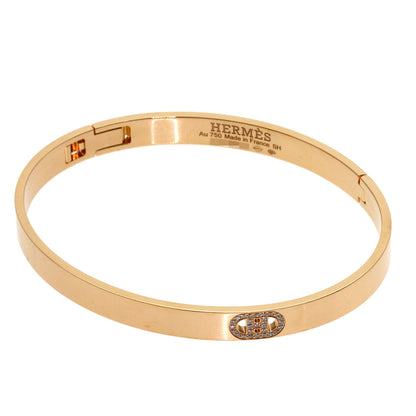 HERMES H Dunkle Diamond Bracelet K18 Pink Gold Ladies [Used]