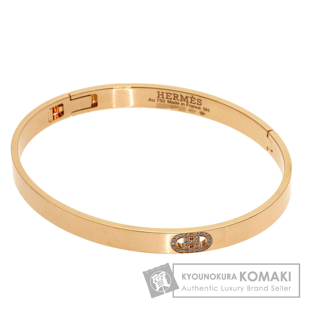 HERMES H Dunkle Diamond Bracelet K18 Pink Gold Ladies [Used]