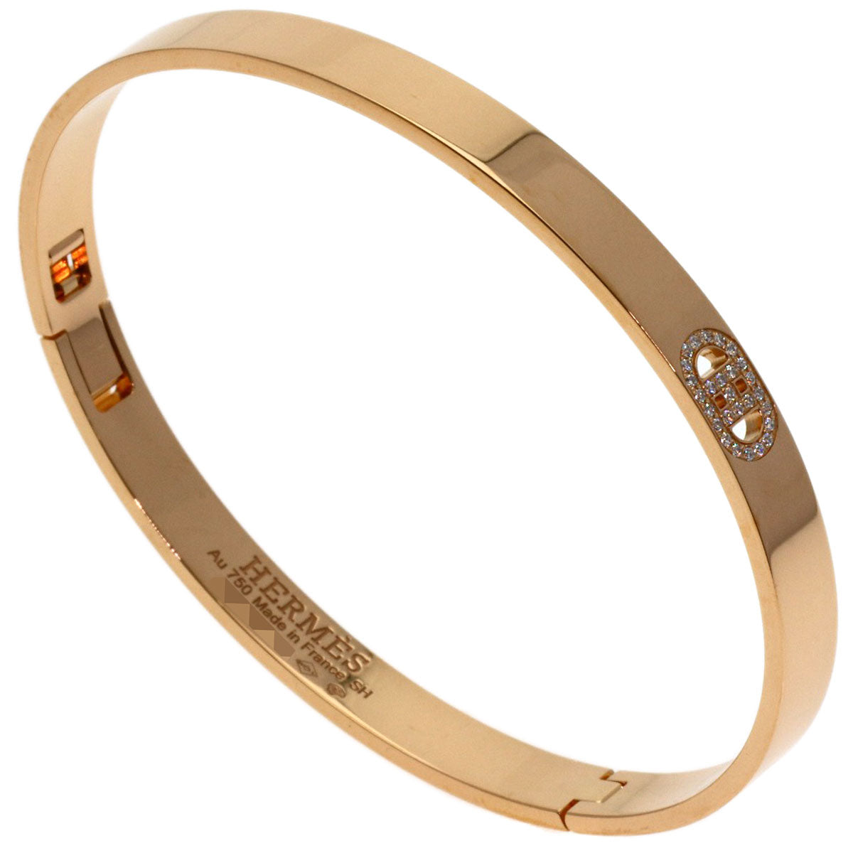 HERMES H Dunkle Diamond Bracelet K18 Pink Gold Ladies [Used]