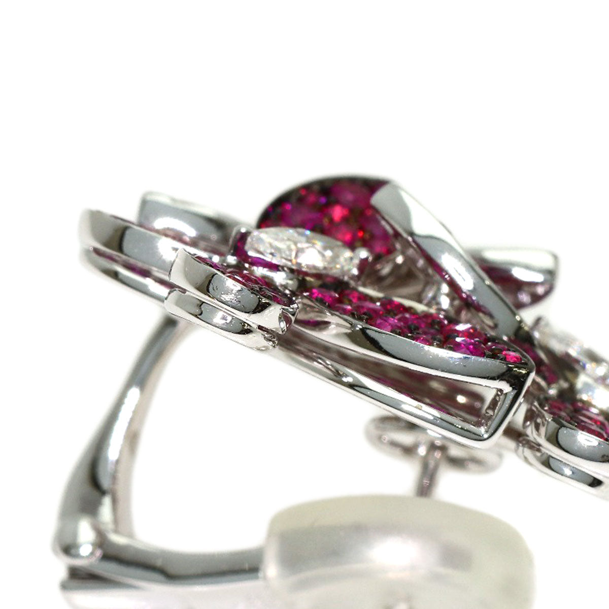 GRAFF Triple Pavé Butterfly Ruby Diamond earring K18 White Gold Ladies [Used]