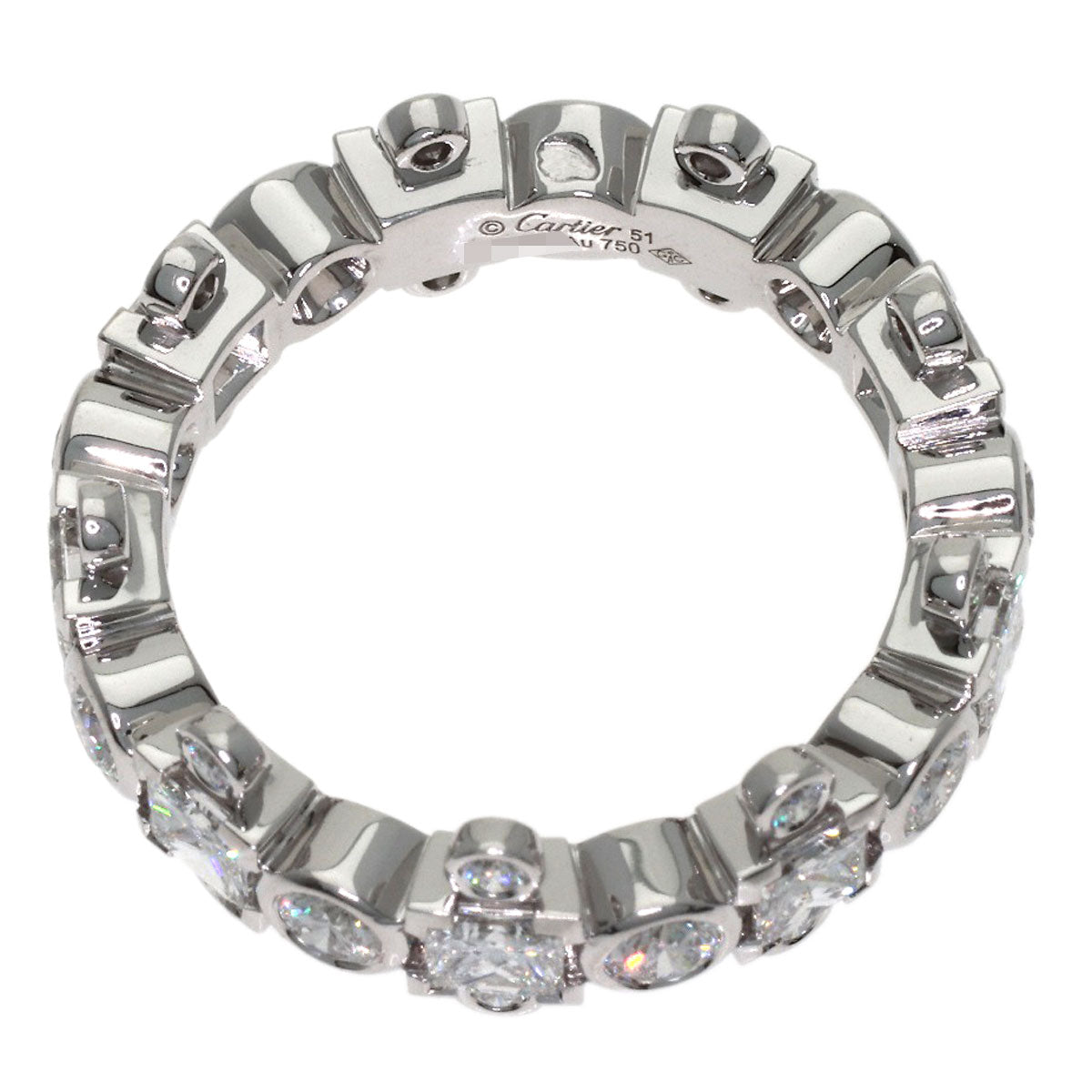 CARTIER Wedding Band Full Diamond #51 Ring K18 White Gold Ladies [Used]