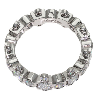 CARTIER Wedding Band Full Diamond #51 Ring K18 White Gold Ladies [Used]