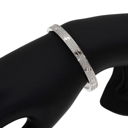CARTIER LOVE Bracelets Full Pave Diamond #17 Bracelet K18 White Gold Ladies [Used]