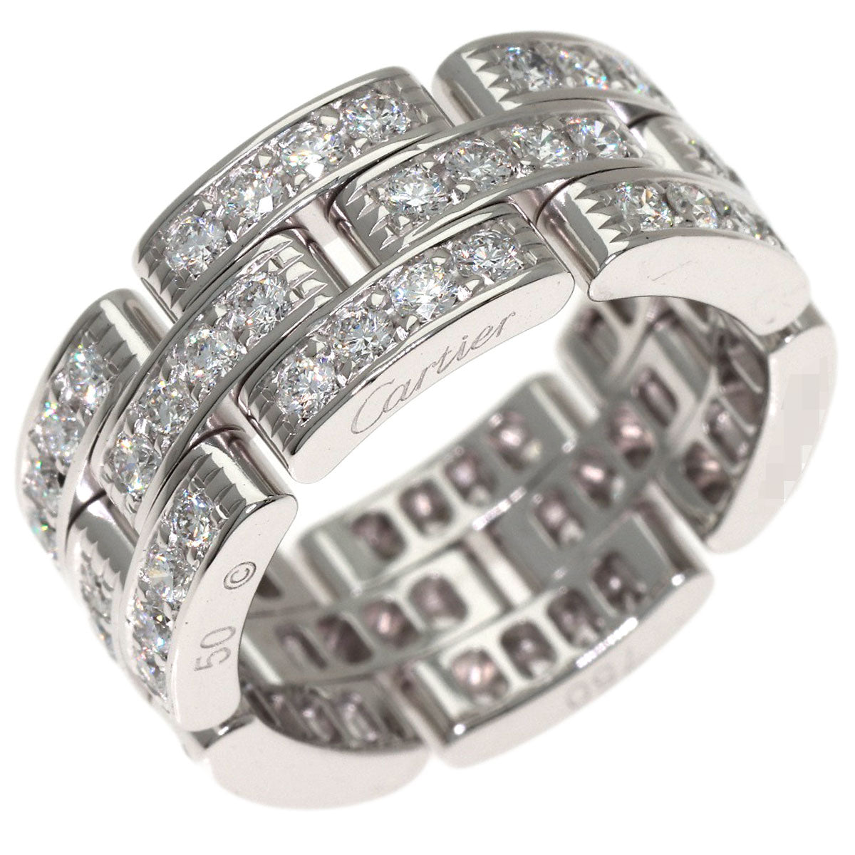 CARTIER Mayon PANTHERE Full Diamond # 50 Ring K18 White Gold Ladies [Used]