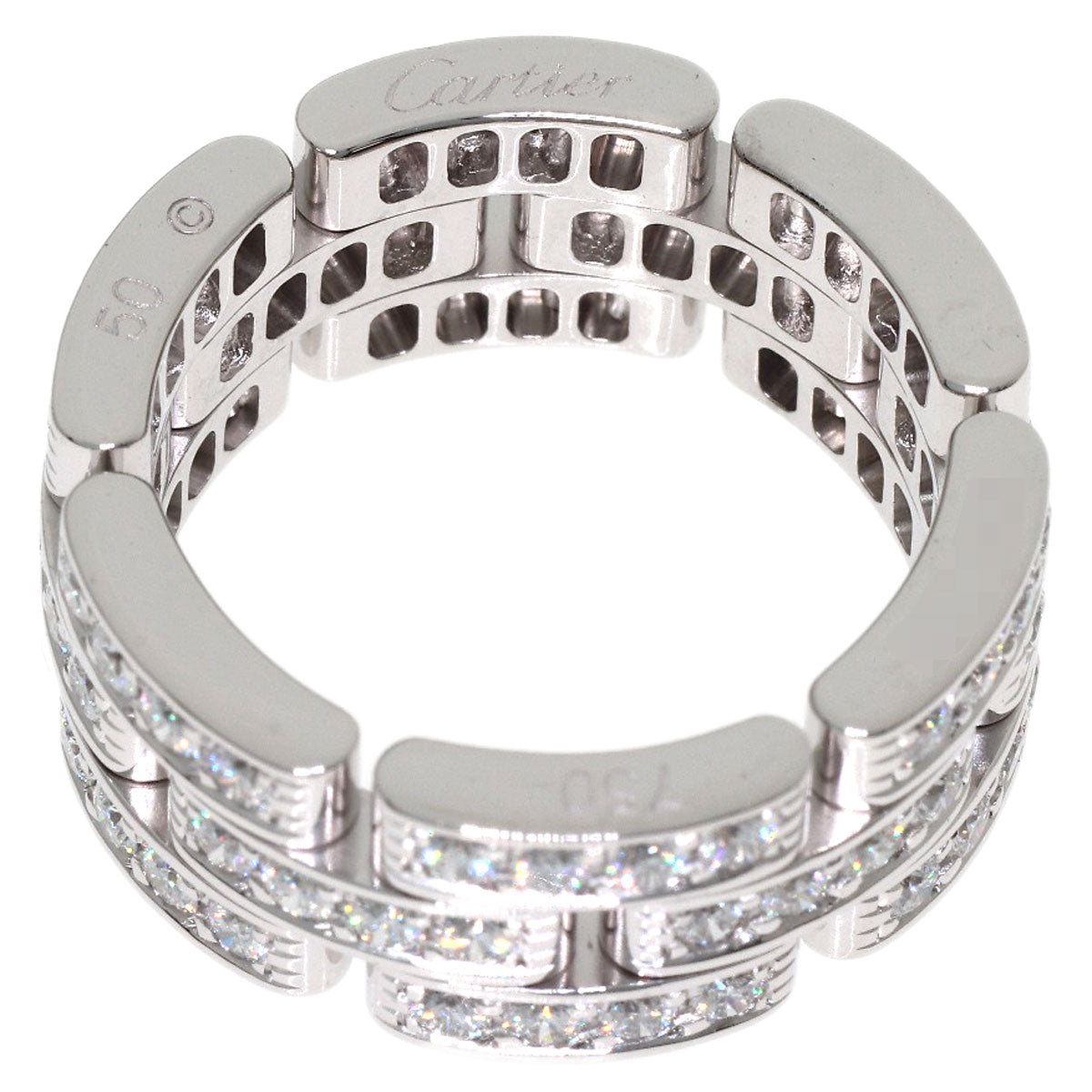 CARTIER Mayon PANTHERE Full Diamond # 50 Ring K18 White Gold Ladies [Used]