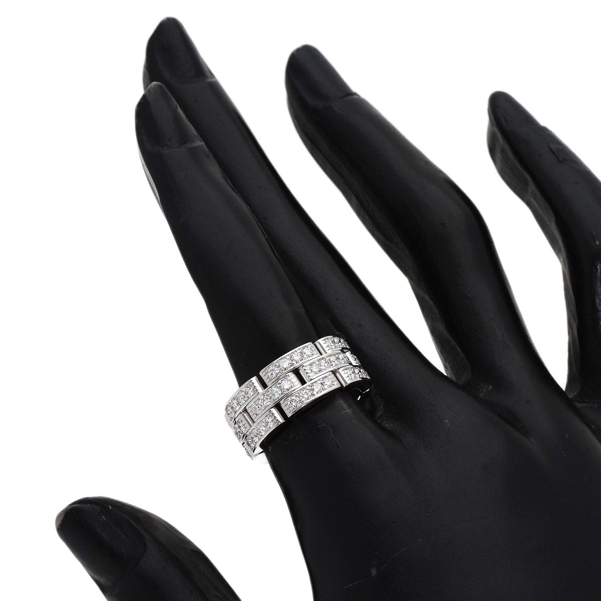 CARTIER Mayon PANTHERE Full Diamond # 50 Ring K18 White Gold Ladies [Used]