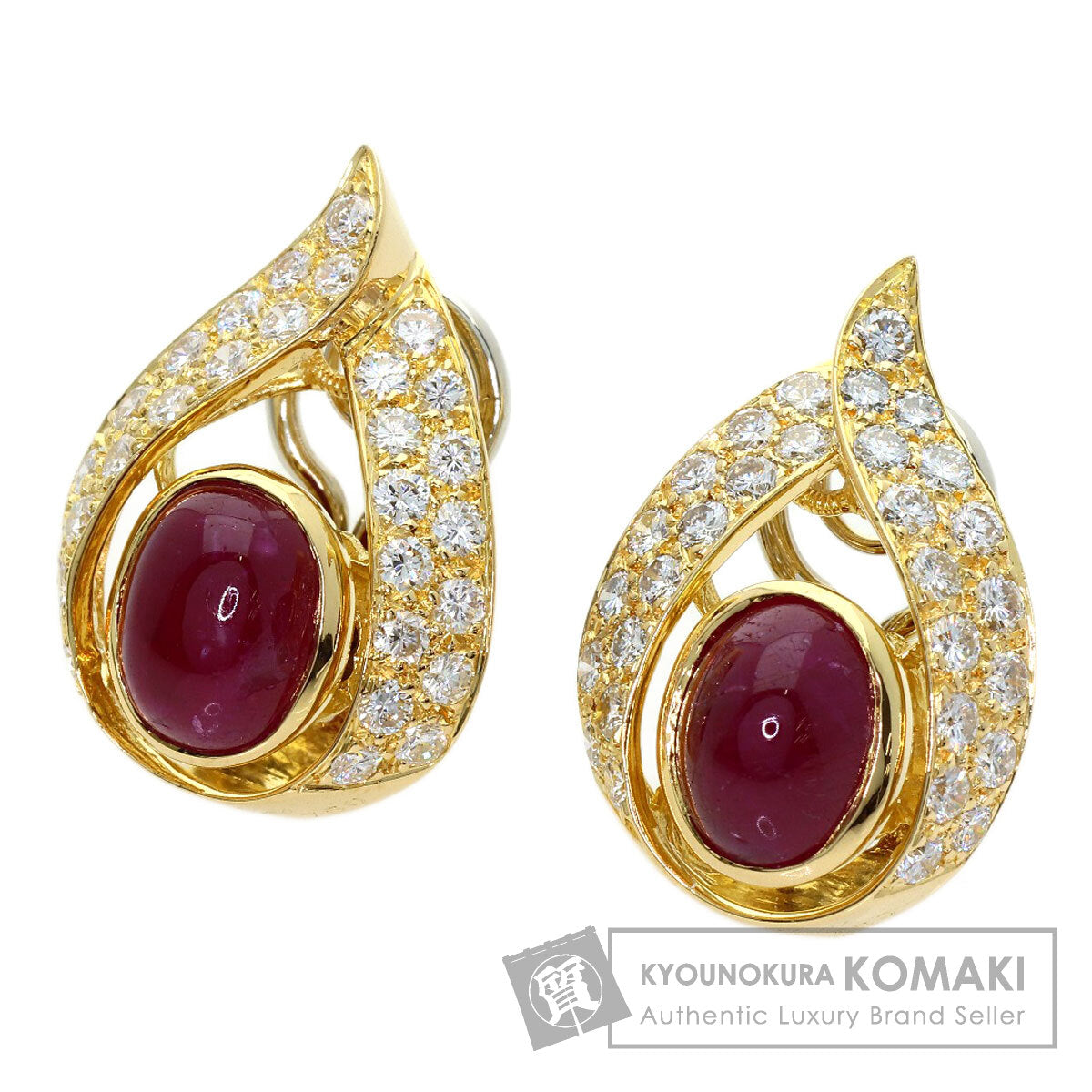 CARTIER Ruby Diamond Vintage earring K18 Yellow Gold Ladies [Used]