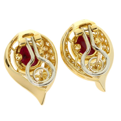 CARTIER Ruby Diamond Vintage earring K18 Yellow Gold Ladies [Used]