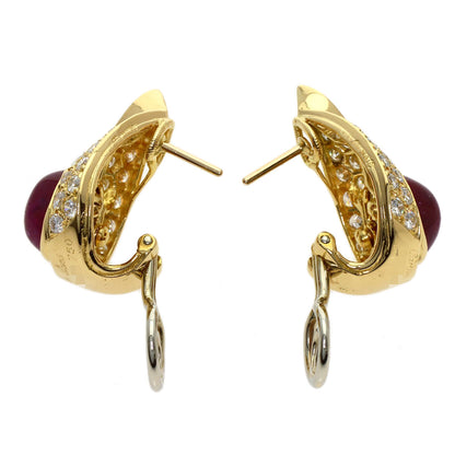 CARTIER Ruby Diamond Vintage earring K18 Yellow Gold Ladies [Used]