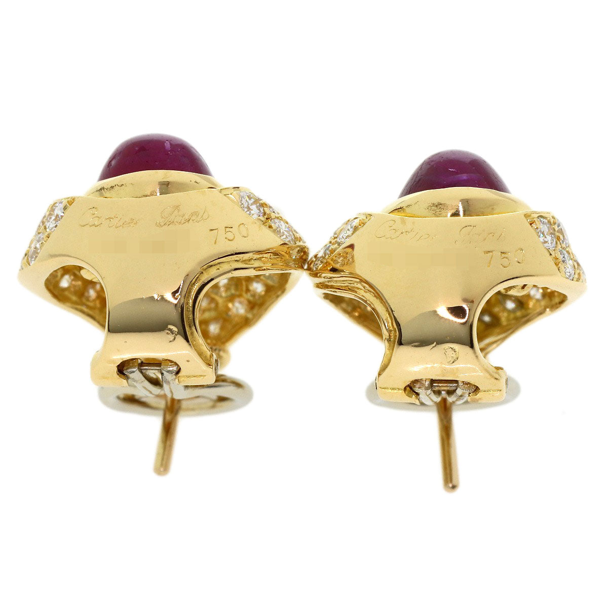 CARTIER Ruby Diamond Vintage earring K18 Yellow Gold Ladies [Used]
