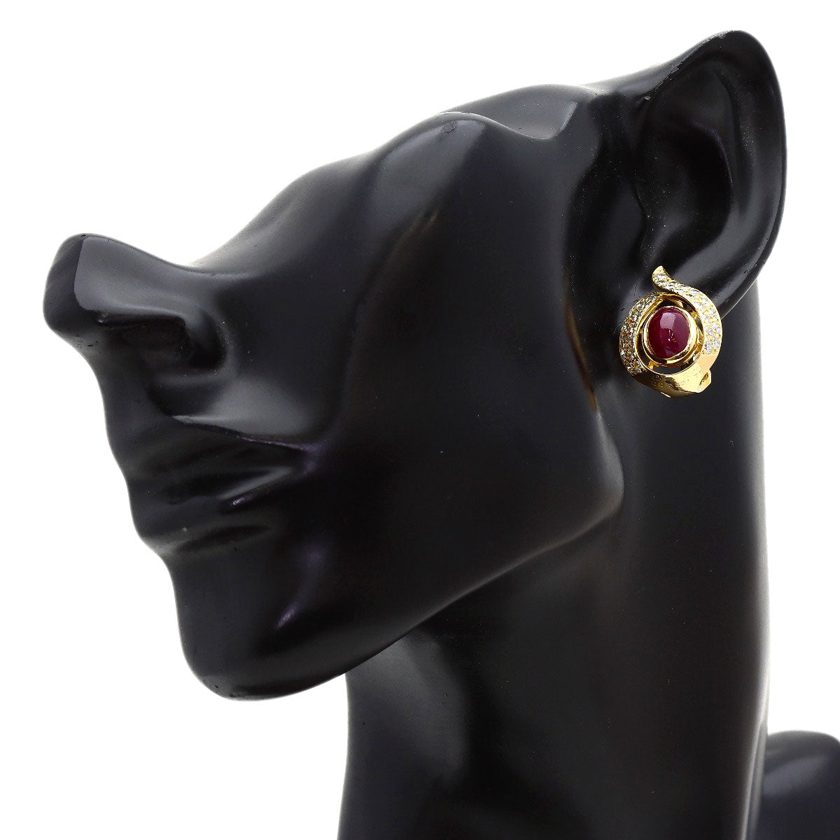 CARTIER Ruby Diamond Vintage earring K18 Yellow Gold Ladies [Used]