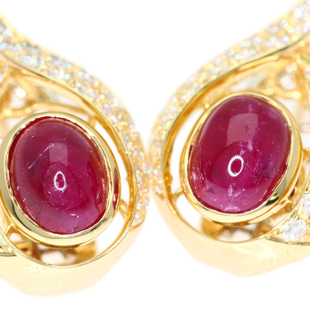 CARTIER Ruby Diamond Vintage earring K18 Yellow Gold Ladies [Used]