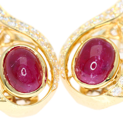 CARTIER Ruby Diamond Vintage earring K18 Yellow Gold Ladies [Used]