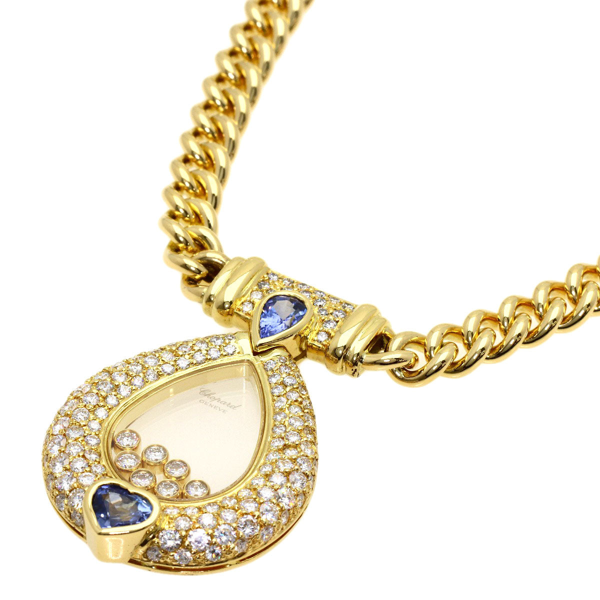 Chopard Happy diamond Sapphire Diamond Necklace K18 Yellow Gold Ladies [Used]