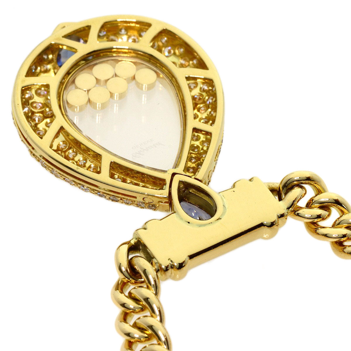 Chopard Happy diamond Sapphire Diamond Necklace K18 Yellow Gold Ladies [Used]