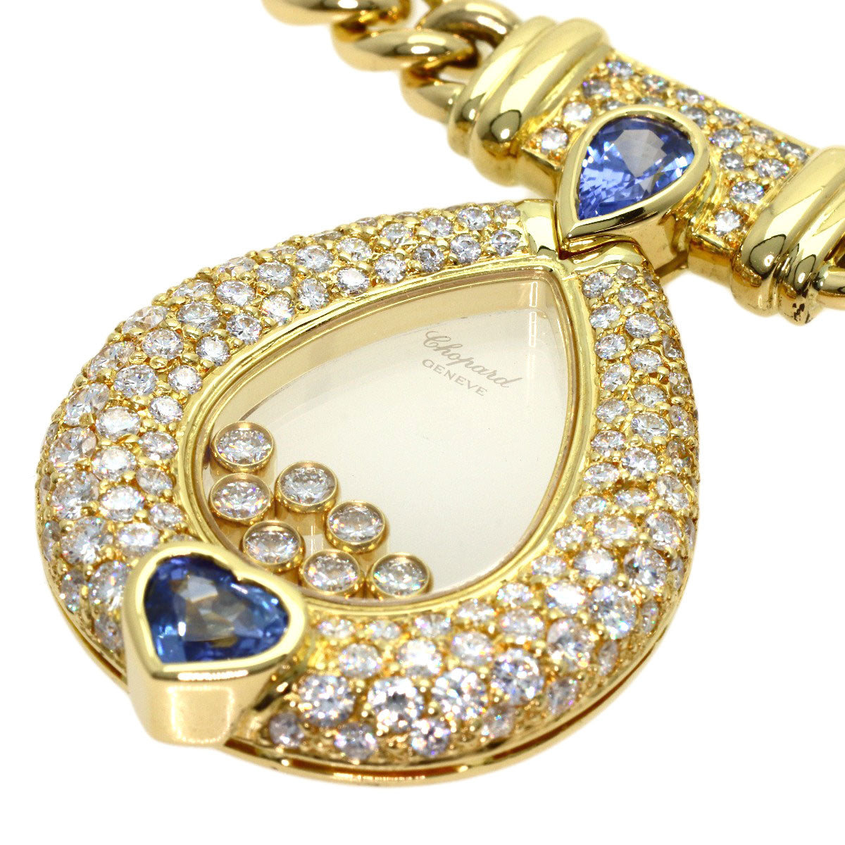 Chopard Happy diamond Sapphire Diamond Necklace K18 Yellow Gold Ladies [Used]