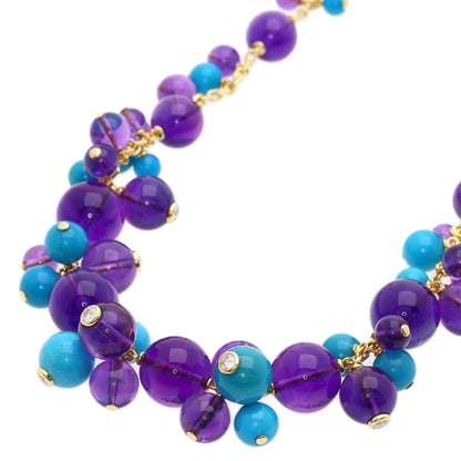 CARTIER Delices de Gois Amethyst Turquoise Diamond Necklace K18 Pink Gold Ladies [Used]