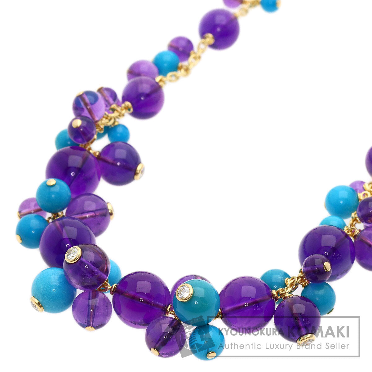 CARTIER Delices de Gois Amethyst Turquoise Diamond Necklace K18 Pink Gold Ladies [Used]