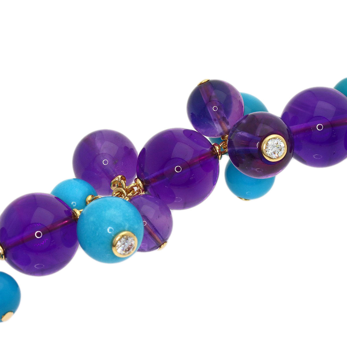 CARTIER Delices de Gois Amethyst Turquoise Diamond Necklace K18 Pink Gold Ladies [Used]