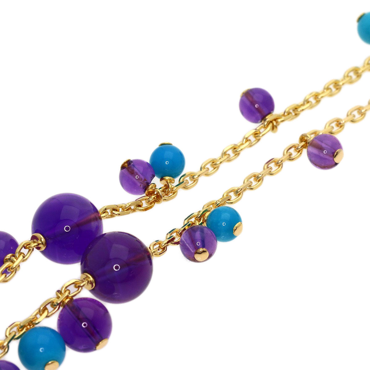 CARTIER Delices de Gois Amethyst Turquoise Diamond Necklace K18 Pink Gold Ladies [Used]
