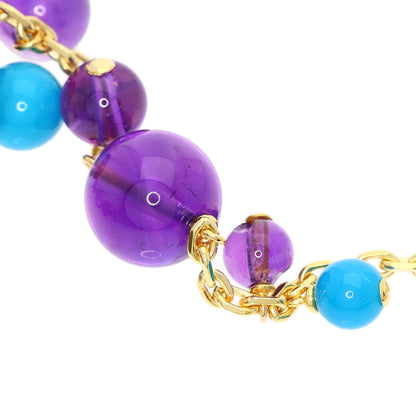 CARTIER Delices de Gois Amethyst Turquoise Diamond Necklace K18 Pink Gold Ladies [Used]