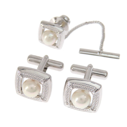 Akoya pearl 2 piece set cuffs PL SV 17.4g　mens