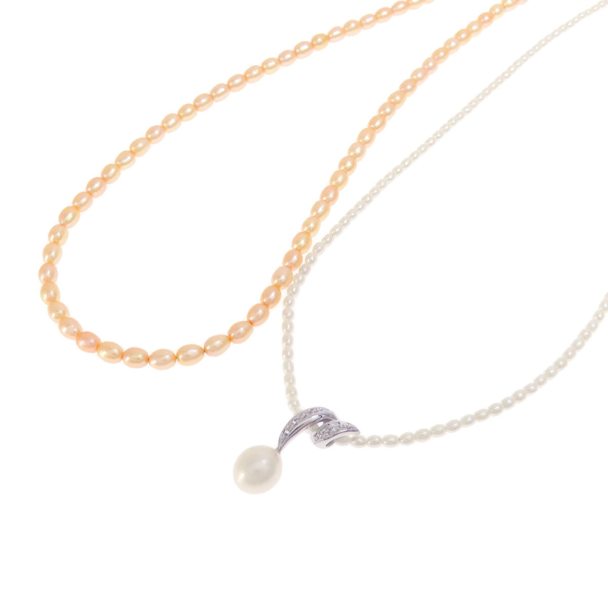 Freshwater Pearl 2 piece set Necklace Silver 19.4g　Ladies
