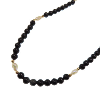 Pearl jet Necklace K14 Yellow Gold 15.1g　Ladies