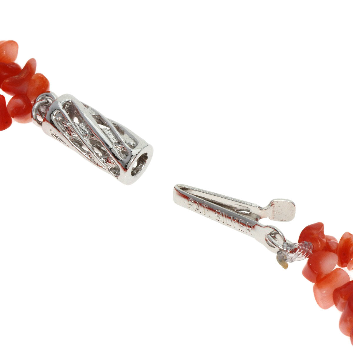 Coral Coral 2 stations Necklace Silver  50g　Ladies