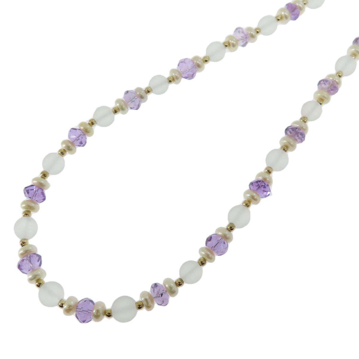 Quartz Pearl Amethyst Necklace Silver  17.4g　Ladies