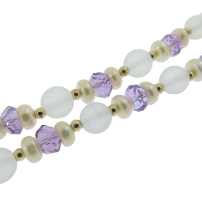 Quartz Pearl Amethyst Necklace Silver  17.4g　Ladies