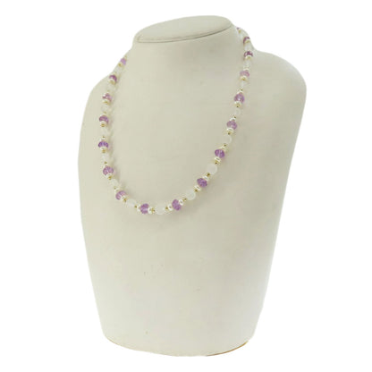 Quartz Pearl Amethyst Necklace Silver  17.4g　Ladies