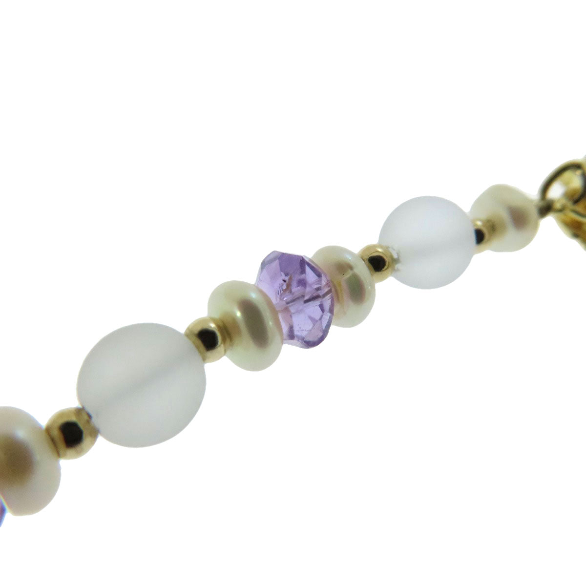 Quartz Pearl Amethyst Necklace Silver  17.4g　Ladies