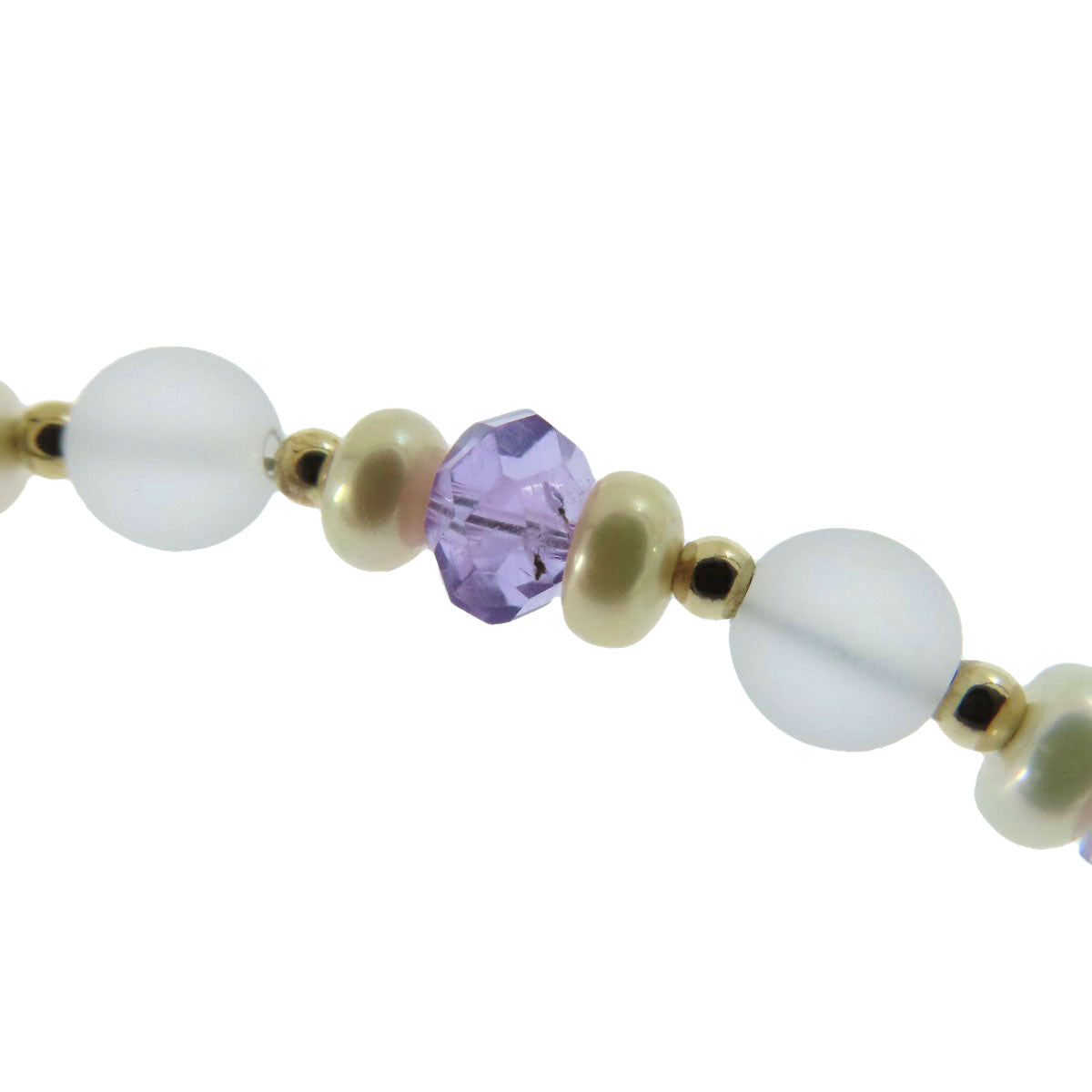 Quartz Pearl Amethyst Necklace Silver  17.4g　Ladies